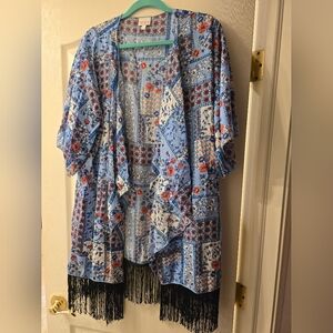 Floral Patchwork Kimono with Fringe